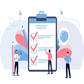 Ícono de lista de verificación en el portapapeles.